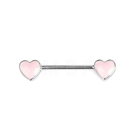 Brass Enamel Pink Heart Barbell Nipple Rings FS-WGE2017-03-1