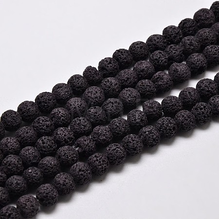 Natural Lava Rock Round Bead Strands G-I124-6mm-10-1
