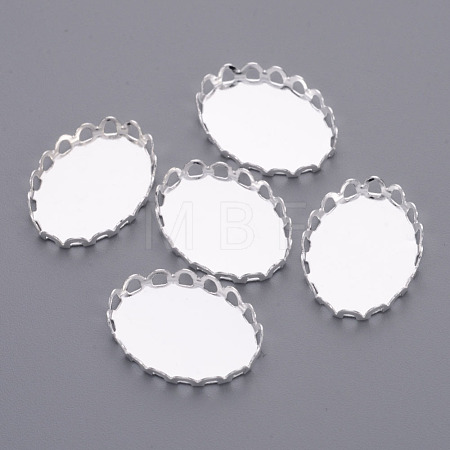 Silver Color Plated Oval Brass Bezel Cabochon Settings X-KK-C2896A-S-1