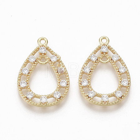 Brass Micro Pave Clear Cubic Zirconia Links ZIRC-Q021-052G-NF-1