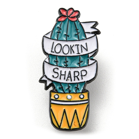 Cactus with Word Look In Sharp Enamel Pins JEWB-Q031-04EB-03-1
