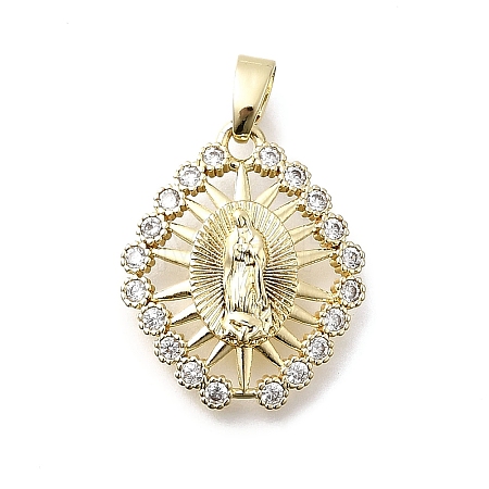 Brass Micro Pave Cubic Zirconia Pendants KK-P336-01F-G-1