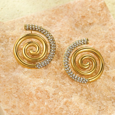 Vortex Spiral 304 Stainless Steel Stud Earrings for Women EJEW-F406-02B-G01-1