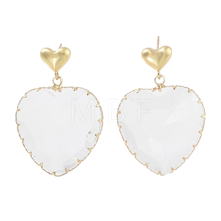 Glass Heart Dangle Stud Earrings EJEW-Q800-17A-KCG-1