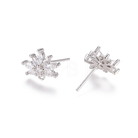 Brass Cubic Zirconia Stud Earring Findings EJEW-E257-06P-1
