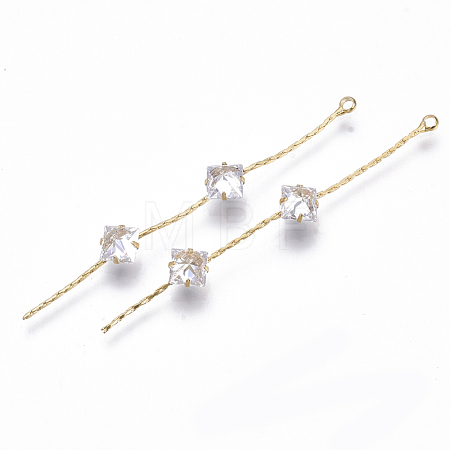 Brass Micro Cubic Zirconia Chain Tassel Big Pendants KK-N231-32-NF-1