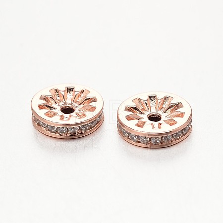 Brass Micro Pave Grade AAA Cubic Zirconia Beads ZIRC-O010-6mm-07RG-NR-1