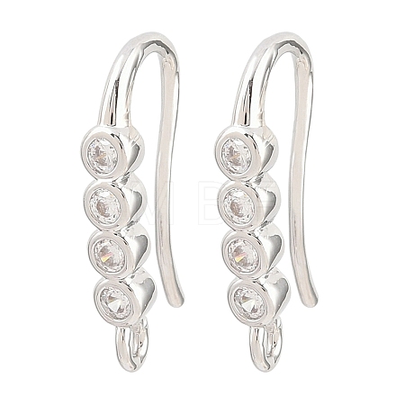 Brass Rhinestone Earring Hooks KK-C261-01B-P-1