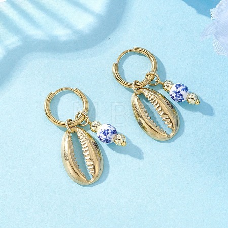 Brass Shell Shape Hoop Earrings EJEW-JE06738-1