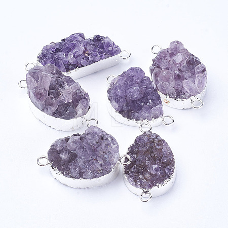 Natural Druzy Quartz Crystal Links connectors G-P252-04-1