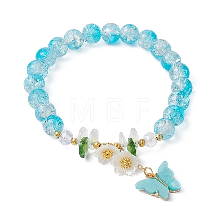Glass Round Beaded Stretch Bracelet BJEW-JB09811-01-1