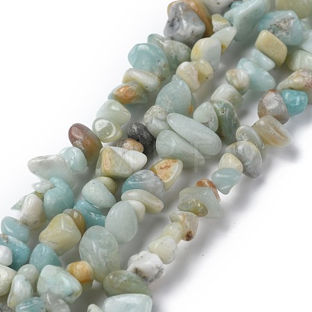Natural Flower Amazonite Chips Beads Strands G-M205-12-1