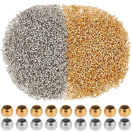 6000Pcs 2 Colors Brass Crimp Beads KK-PA0001-15-1