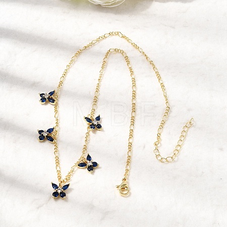 Brass Micro Pave Cubic Zirconia Butterfly Pendant Necklaces NJEW-B157-23G-1