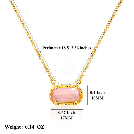 304 Stainless Steel Pave Cubic Zirconia Oval Birth Stone Pendant Necklaces for Women FS-WGC2097-02-1