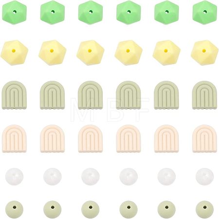 6 Style Food Grade Eco-Friendly Silicone Beads SIL-CA0001-39-1