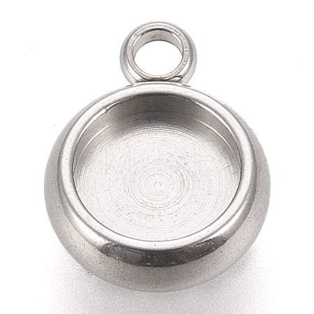 Tarnish Resistant 304 Stainless Steel Pendant Cabochon Settings STAS-K202-03B-P-1
