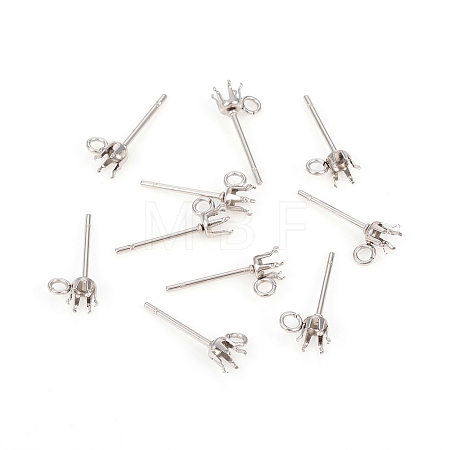 Non-Tarnish 304 Stainless Steel Post Stud Earring Settings STAS-I150-05F-P-1