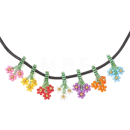 7Pcs 7 Colors Glass Seed Bead Pendants PALLOY-MZ01236-1