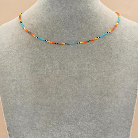 Vintage Round Glass Seed Beaded Necklaces for Women KY5585-5-1