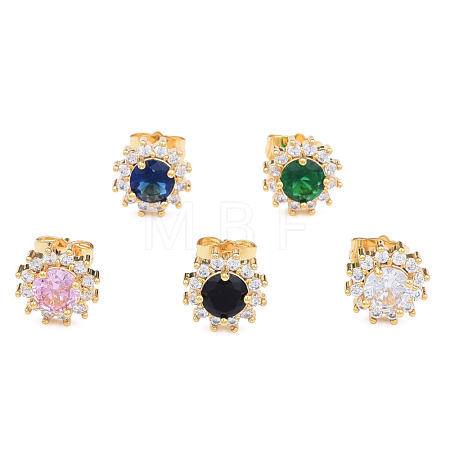 Cubic Zirconia Flower Stud Earrings EJEW-N011-60-1