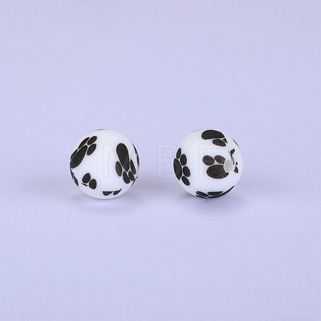 Printed Round Silicone Focal Beads SI-JX0056A-41-1