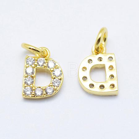 Brass Micro Pave Grade AAA Cubic Zirconia Charms ZIRC-P067-11G-D-NR-1