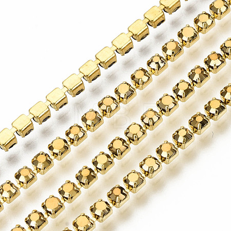 Electroplate Brass Rhinestone Strass Chains CHC-T006-SS6.5-01G-1