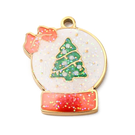 Christmas 304 Stainless Steel Enamel Pendants STAS-B112-02G-01-1