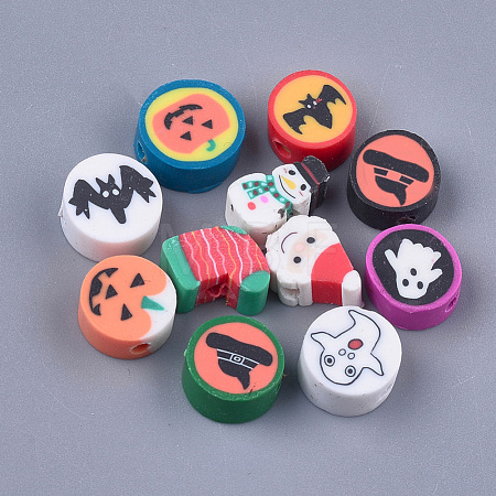 Halloween/Christmas  Handmade Polymer Clay Beads X-CLAY-S091-78-1