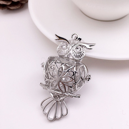 Brass Bead Cage Pendants BECA-PW0001-02B-1