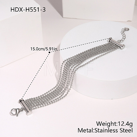 304 Stainless Steel Multi Strand Ball Chains Bracelets for Women FS-WGF1B10-03-1