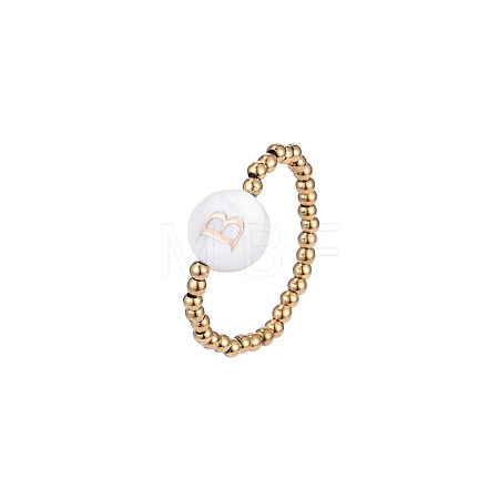 304 Stainless Steel and Shell Finger Rings WG7EF54-02-1
