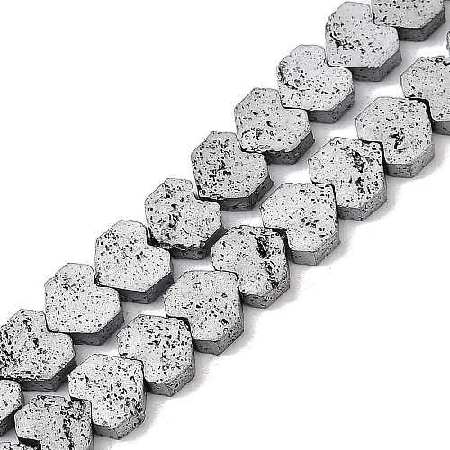 Electroplated Natural Lava Rock Beads Strands G-K388-04A-07-1