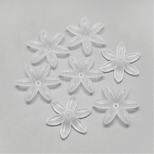 6-Petal Transparent Acrylic Bead Caps FACR-S018-SB518-1