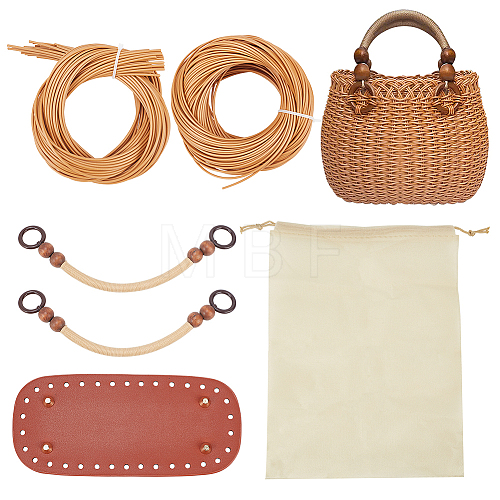 DIY Women's Plastic Rattan Woven Handbag Set DIY-WH0033-24-1
