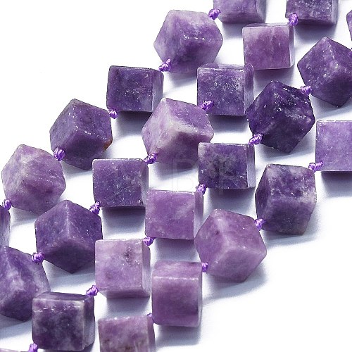 Natural Lepidolite/Purple Mica Stone Beads Strands G-K245-G02-03-1