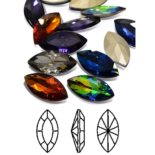 Faceted Horse Eye Glass Pointed Back Rhinestone Cabochons RGLA-A011-13x27mm-SM-1