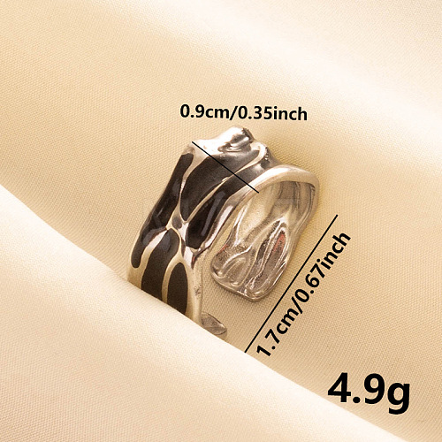 Stylish 304 Stainless Steel Enamel Cuff Ring UV8723-1-1