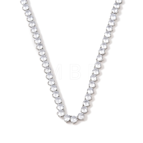 Rack Plating Brass Clear Cubic Zirconia Cup Chain Necklaces NJEW-Q348-02P-1