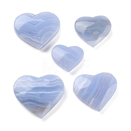 Natural Blue Lace Agate Heart Love Healing Stones G-G126-02-1