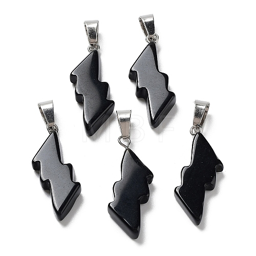 Natural Obsidian Pendants G-C057-01P-04-1