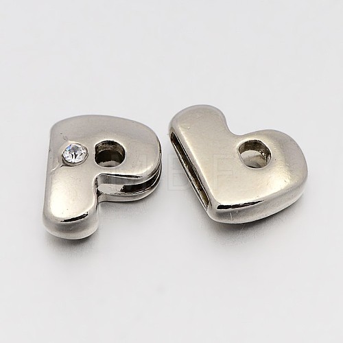 Letter Slider Beads for Watch Band Bracelet Making ALRI-O012-P-NR-1