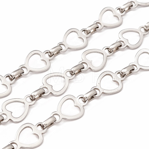 201 Stainless Steel Heart & Oval Link Chains CHS-C003-01P-1