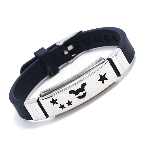 Stainless Steel Constellation Link Bracelet with Silicone Cords PW-WG3762B-11-1