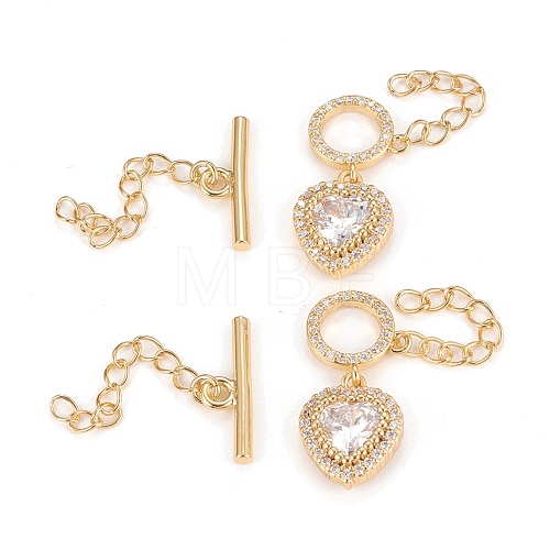 Brass Micro Pave Clear Cubic Zirconia Chain Extender X-ZIRC-Q025-06G-1