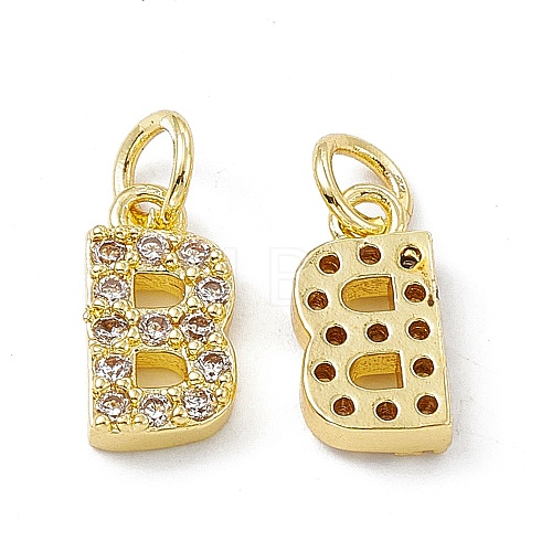 Real 18K Gold Plated Brass Micro Pave Clear Cubic Zirconia Charms KK-E068-VB452-B-1