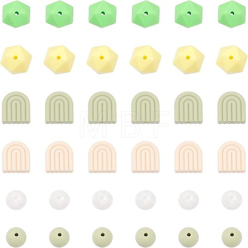 6 Style Food Grade Eco-Friendly Silicone Beads SIL-CA0001-39-1