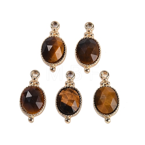 Natural Tiger Eye Faceted Pendans KK-L218-003G-05-1