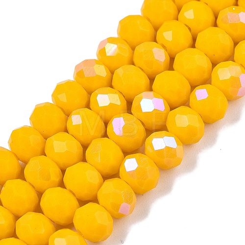 Electroplate Opaque Solid Color Glass Beads Strands EGLA-A044-P6mm-L29-1